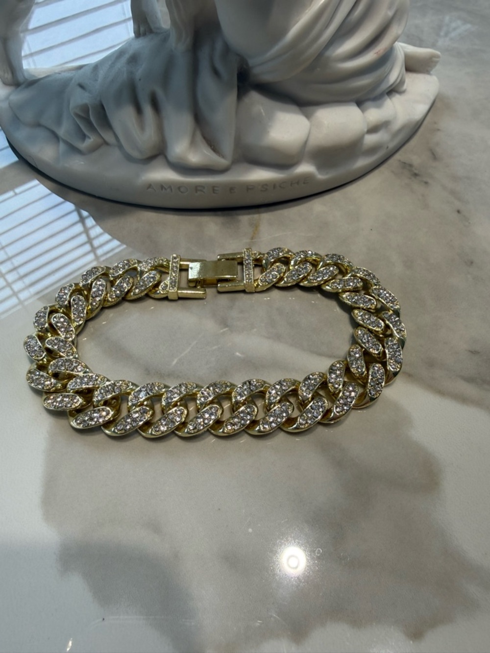 Ina Gold-Tone Crystal Cuban Link Bracelet